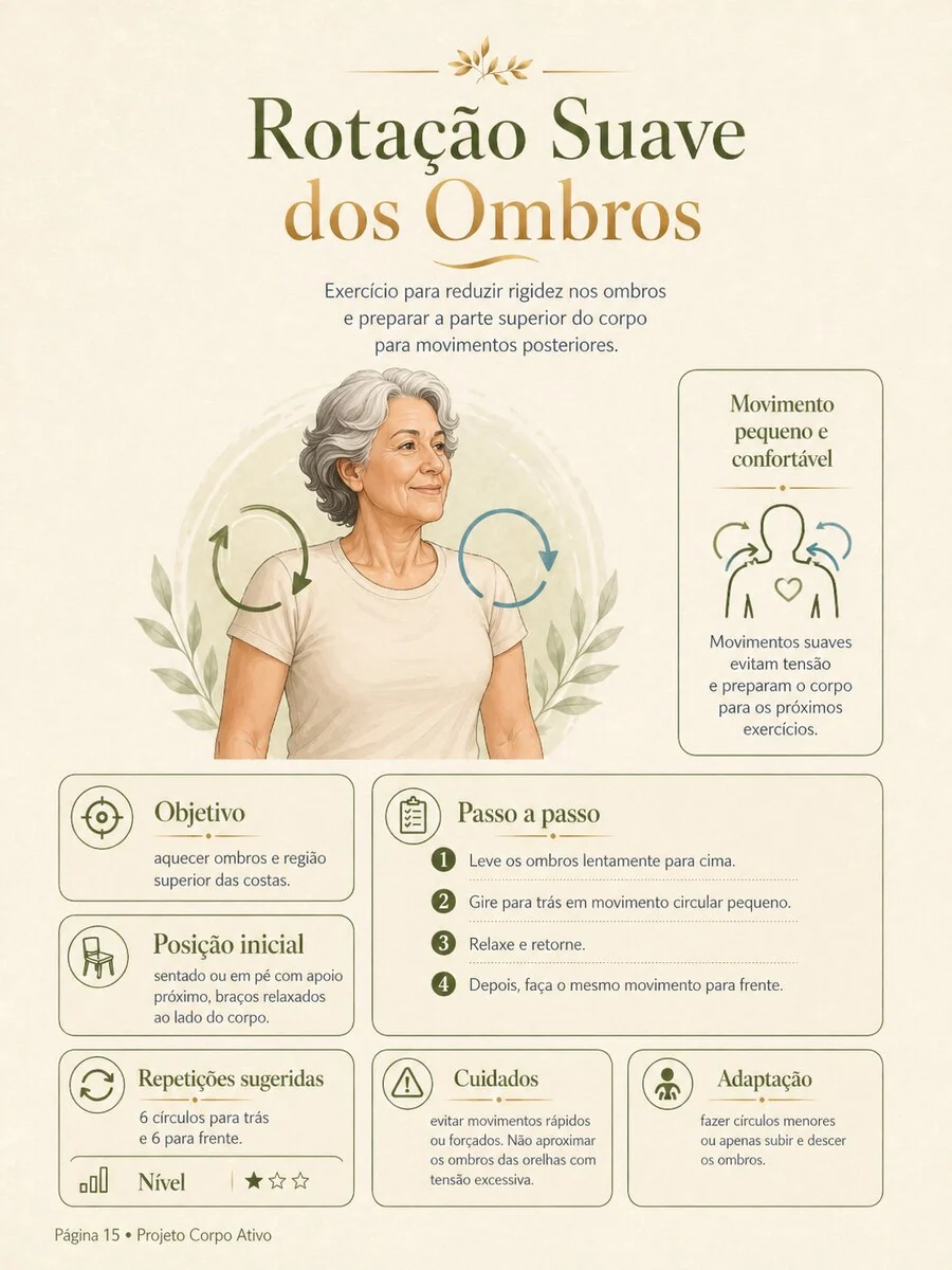 Demonstração do exercício Rotação Suave dos Ombros
