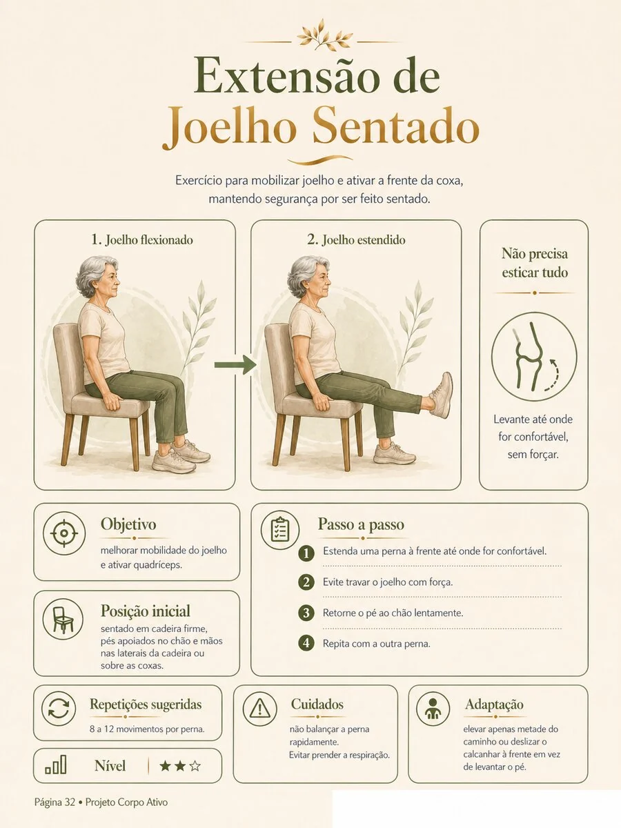 Demonstração do exercício Extensão de Joelho Sentado