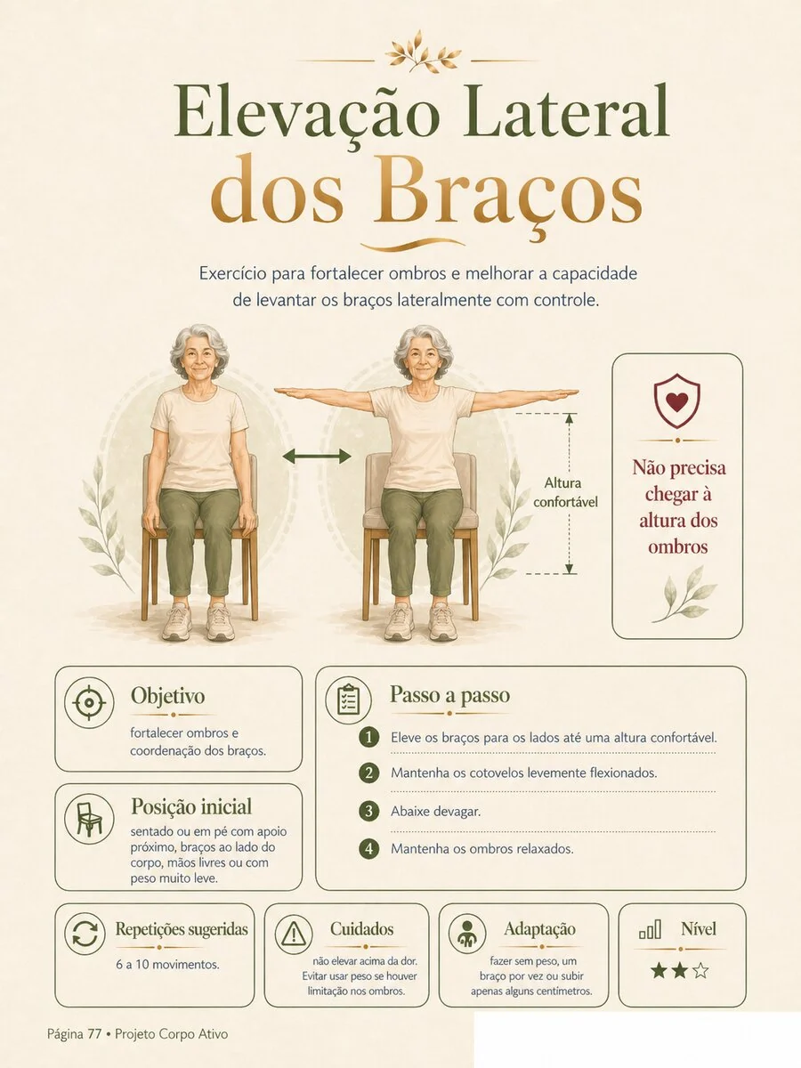 Demonstração do exercício Elevação Lateral dos Braços